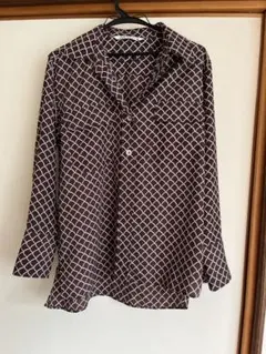 ZARA 長袖シャツ 総柄 ブラウン