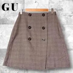 GU ミニスカート M チェック柄 台形 Aライン ラップスカートのサムネイル