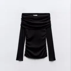 ZARA ギャザーセミシアーコットントップス