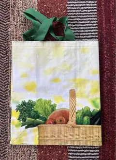 スペイン限定 メルカドーナ 果物と野菜のデザインエコバッグ(大)マチ付き