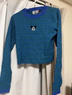 ディズニー ミッキー刺繍 長袖ニットセーター