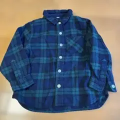 ★無印良品　100 ネイビーグリーンチェック長袖シャツ★
