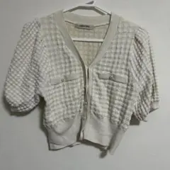 ココディール ニット 半袖 ホワイト系 パール