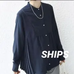 極美品 シップス ストレッチジョーゼットプリーツショースリーブ 