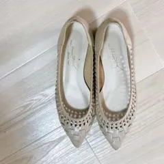 LE TALON メッシュ フラットシューズ ゴールド　23cmのサムネイル
