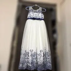 フォーマルドレス ホワイト ネイビー 発表会ドレス 130