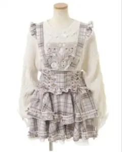 LIZLISA リズリサ はしごリボンギンガムチェックティアードスカパン ピンク