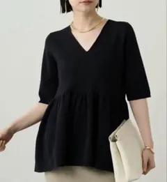 Loungedress ラウンジドレス　 ペプラムニット　ブラック　黒