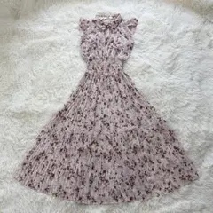 snidel Sustainableフリルプリーツワンピース ピンクベージュ