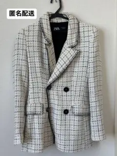 ZARA テーラードジャケット ダブルブレスト ツイードジャケット