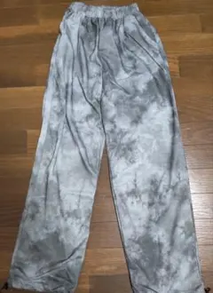 ワイド イージーパンツ タイダイ柄 ワイドパンツ ストレート グレー L