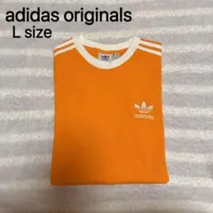 【希少色】オリジナルス　リンガー Tシャツ 橙×白 3ライン ユニセックス　L