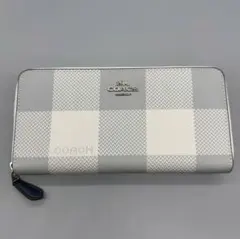 COACH グレーホワイト ブロックチェック 長財布 C2135 - メルカリ