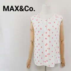 マックスアンドコー ノースリーブブラウス シャツ 総柄 フェミニン 涼しげ 白色