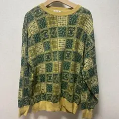 柄ニット　最終値下げ！　レトロ　好配色　オーバーサイズ