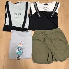 GLOBAL WORKフリル袖Tシャツとワンピース2枚とキュロットセット 140