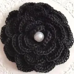 ハンドメイド☆大きめのインパクトあるモチーフがお好きな方へ黒薔薇ブラックバラ