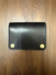 ショートトラッカーウォレット本革丘染めブラック茶芯　Trucker Wallet