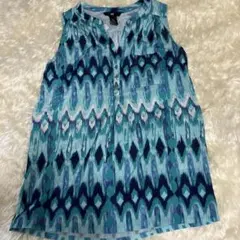 H&M ノースリーブ チュニック ブルー系 総柄のサムネイル