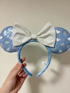 ディズニー 水色 ハート柄 カチューシャ