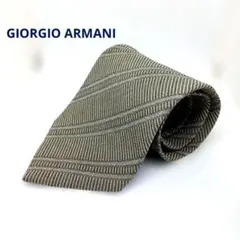 ジョルジオアルマーニARMANI ネクタイ 絹製 ストライプ グレー　イタリア製