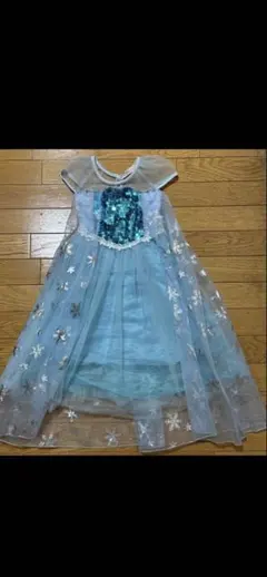 エルサ風　水色 雪の結晶ドレス 100cm