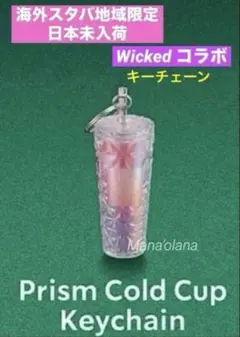 日本未入荷★海外スタバ限定Wickedプリズム コールドカップ キーホルダー