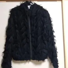 エックスガール、フリンジ付き黒ジップアップジャケット