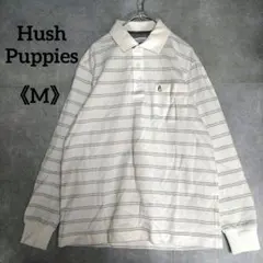 ハッシュパピー 長袖 ポロシャツ ボーダーロゴ 刺繍 Mサイズ