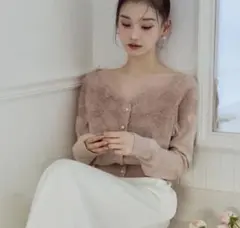 poláura ポローラ レースフリルカーディガン ピンク - メルカリ