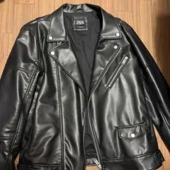 ZARA フェイクレザー ライダースジャケット ブラック