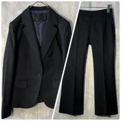 未使用級✨ UNTITLED パンツスーツ セットアップ ストライプ 黒 M～L 未使用級✨ UNTITLED パンツスーツ セットアップ ストライプ 黒