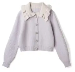 【GRL】配色ビジューフリルカラーカーディガン