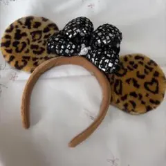 美品♡ディズニー　ミニー　リボンカチューシャ　ヒョウ柄　レア