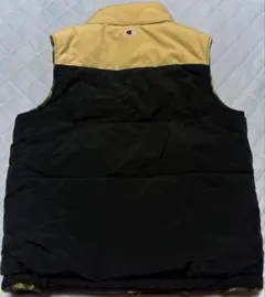 Champion ダウンベスト 黒/ベージュ 迷彩ボア　リバーシブル　サイズM