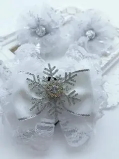 去年大人気♡雪の結晶ヘアゴム☆*:.。. 3個セット