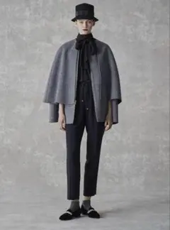 22AW Drawer ウールジョーゼットドロストパンツ ブラック ウール 34
