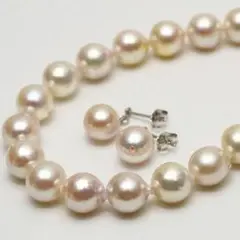 アコヤ真珠パールネックレス/イヤリングorピアス　2点セット　8.5-9.0mm