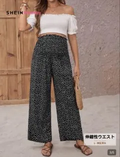 SHEIN ドット柄パンツ ブラック Sのサムネイル