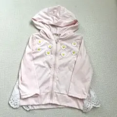西松屋　薄手　パーカー　ピンク　花　80センチのサムネイル