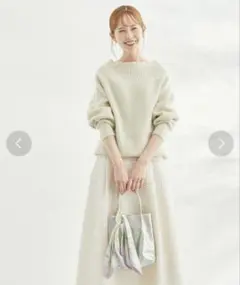 ロペピクニック オフショルダーニットプルオーバー オフホワイト 38