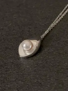 タサキ　ネックレス　田崎真珠　パール　ティアドロップ　シルバー　しずく