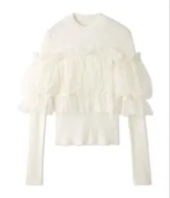 SNIDEL チュールオフショルドッキングニットプルオーバー