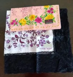 ハナエモリ大判ハンカチ(ひざ掛け/スカーフ)＆ユキトリイハンカチ 未使用