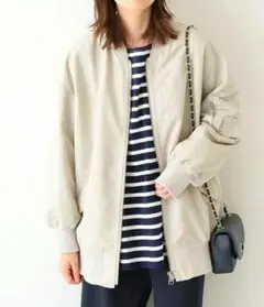 SLOBE IENA ナイロンツイルMA-1 ジップアップブルゾン F ベージュ