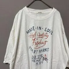 ハートマーケット　クルーネック半袖プリントTシャツ(F)ホワイトオーバーサイズ