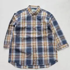 【美品】Crocodile シャツ チェック 七分袖 L（F224）