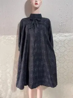 着物リメイクワンピース　ハイネック　大島紬　４月上旬発送