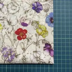 T32 ボタニカル花柄 ベージュ×カラフル 50×33cmリバティ タナローン