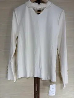 ANAIS ホワイトボタン付き 長袖シャツブラウス トップス